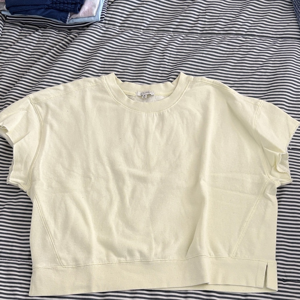 ZSupply Women's Light Yellow Short Sleeve Sweatshirt